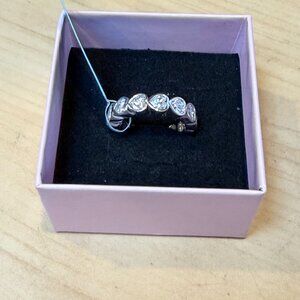 3.6 CTW Heart Cut Bezel Set Moissanite Full Eternity Band Silver 925 Size 5